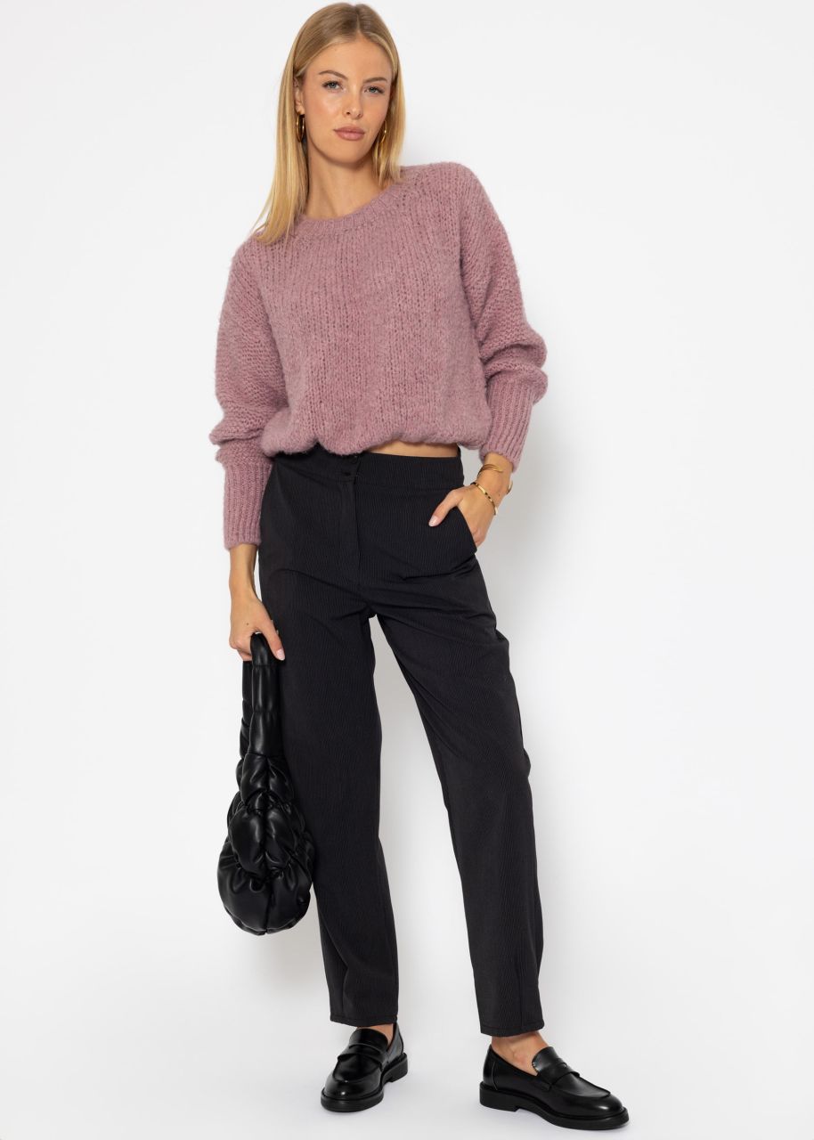 Oversized jumper with contrasting knitted pattern - dusky pink