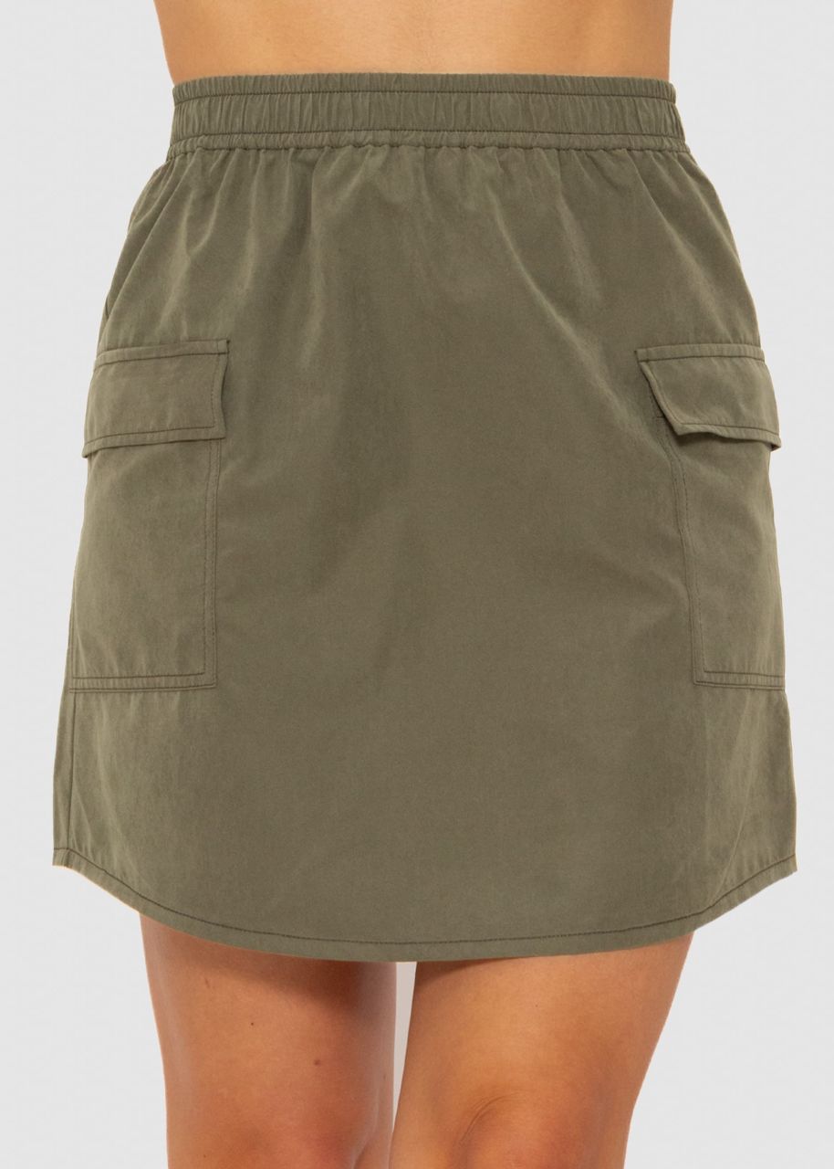 Skirt with patch pockets - khaki