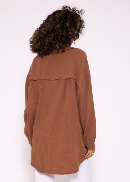 Muslin blouse oversize, cafelatte