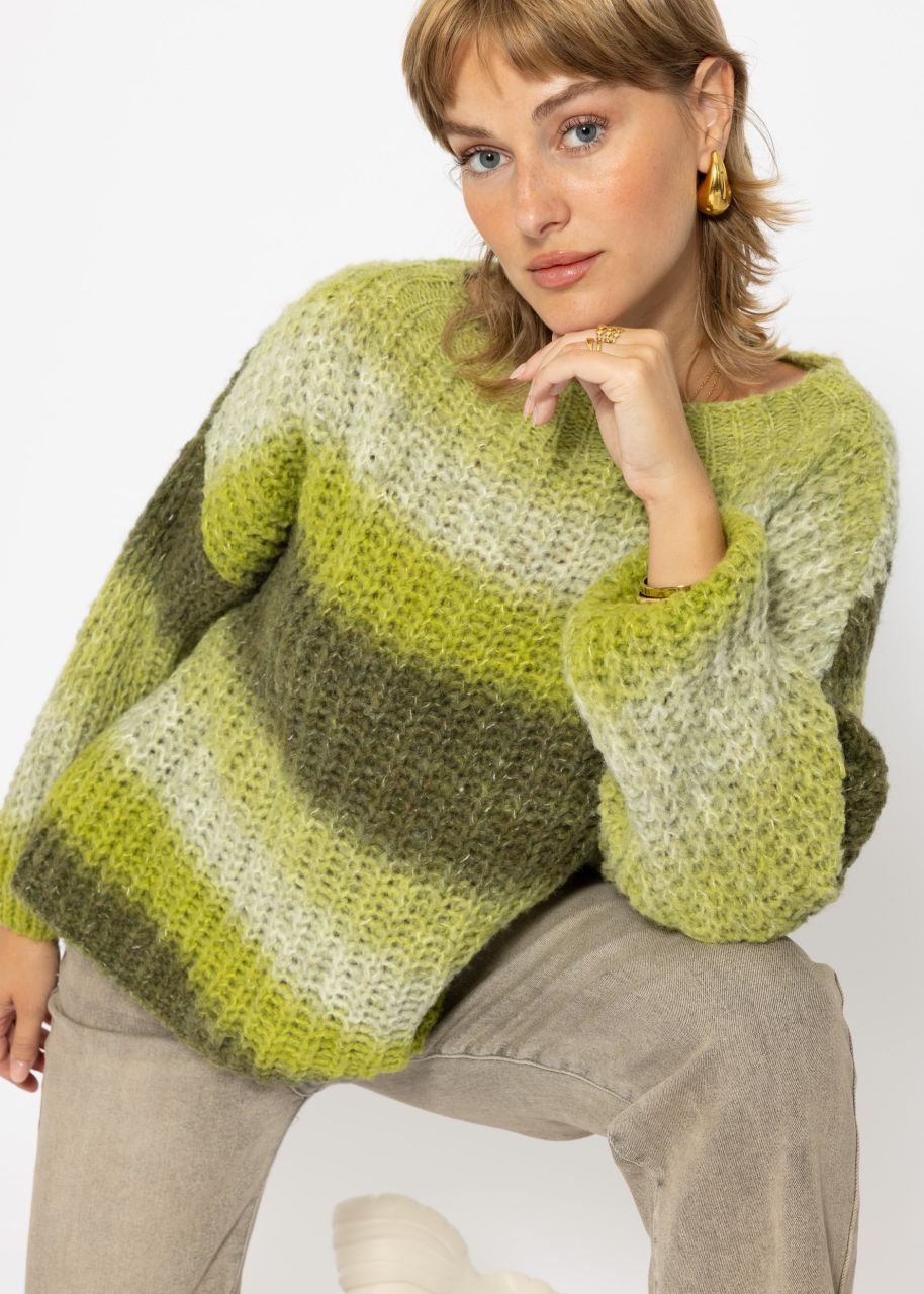 Knitted jumper with colour gradient, green