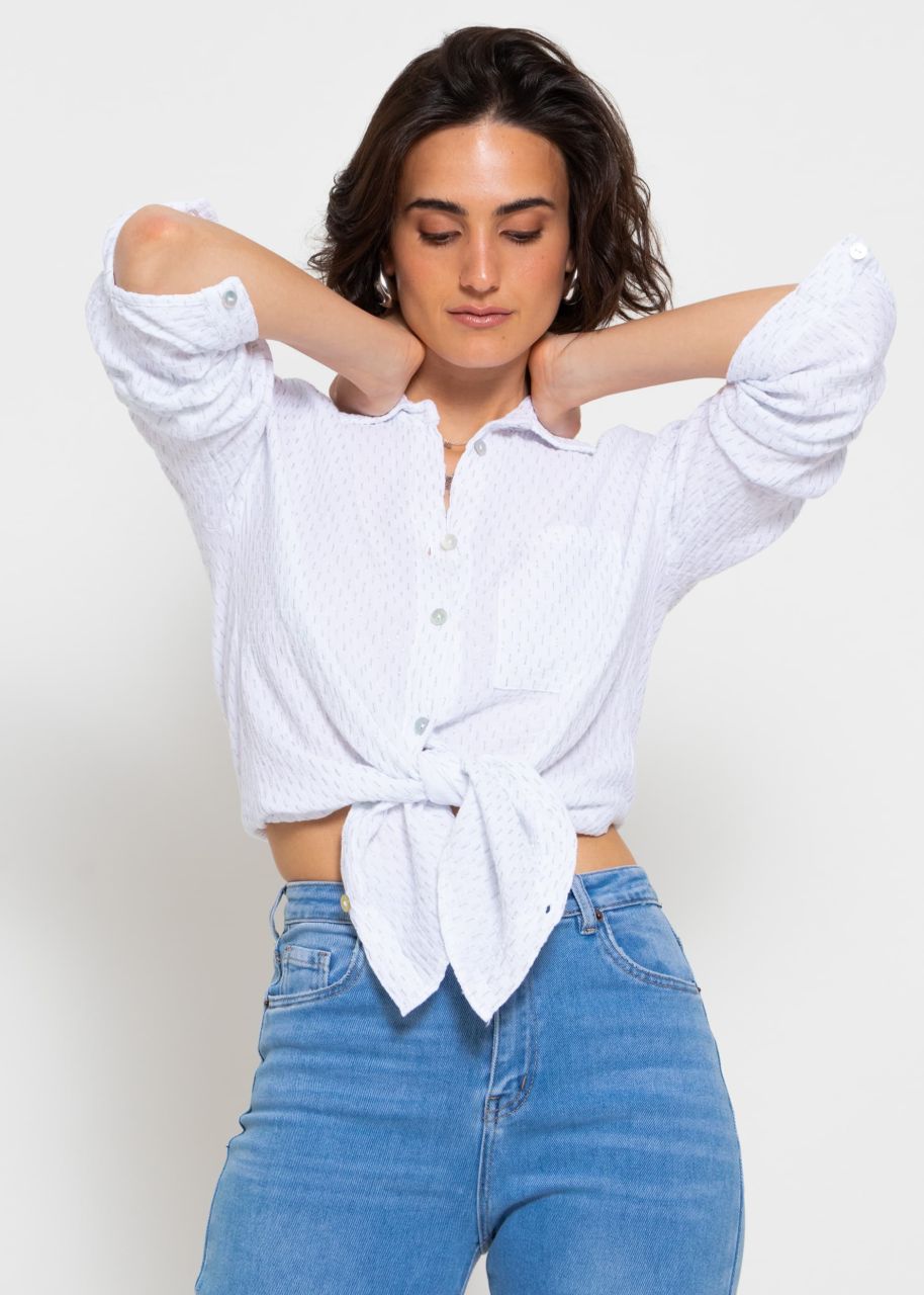Muslin blouse with glitter details - white