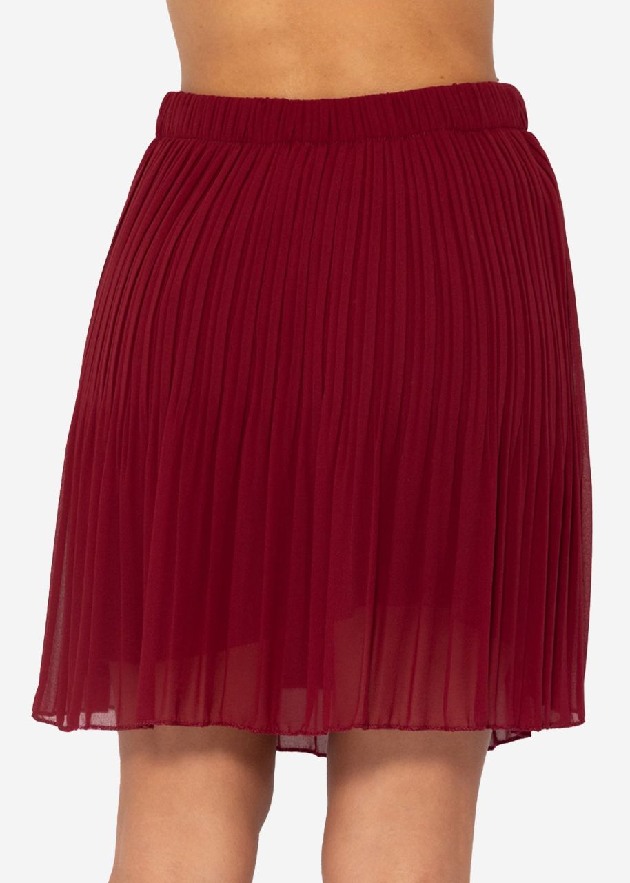 Pleated chiffon skirt, burgundy