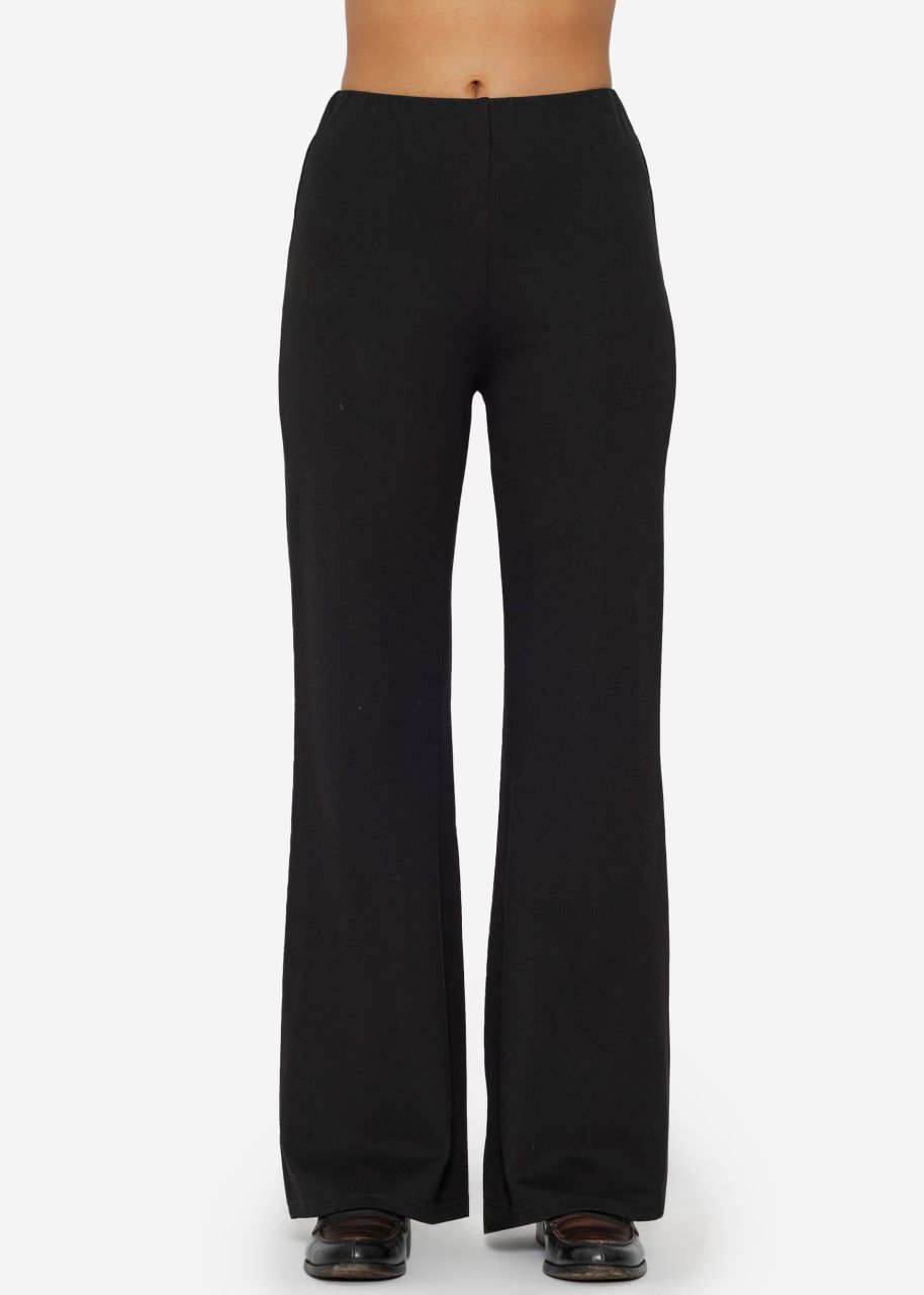 Highwaist pants with straight leg and decorative stitching - black