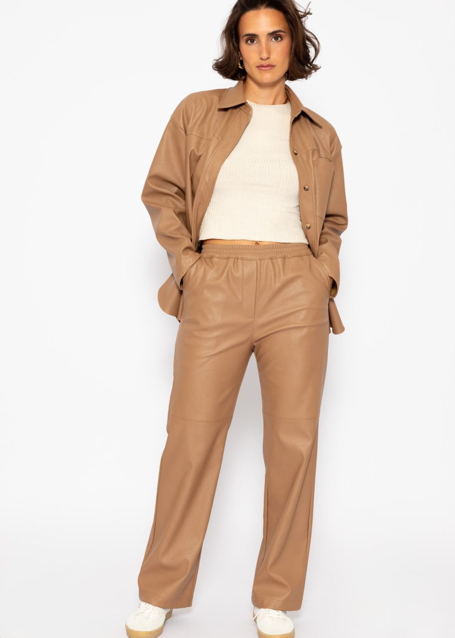 Faux leather trousers - camel