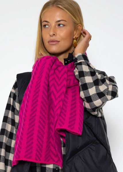 Patterned knitted scarf - pink-purple