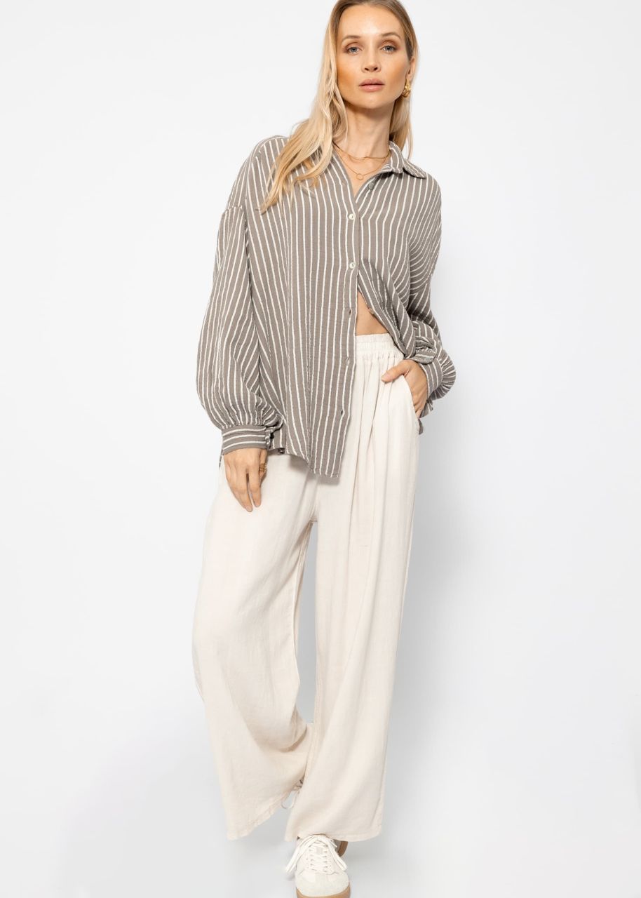 Striped oversize muslin blouse - taupe