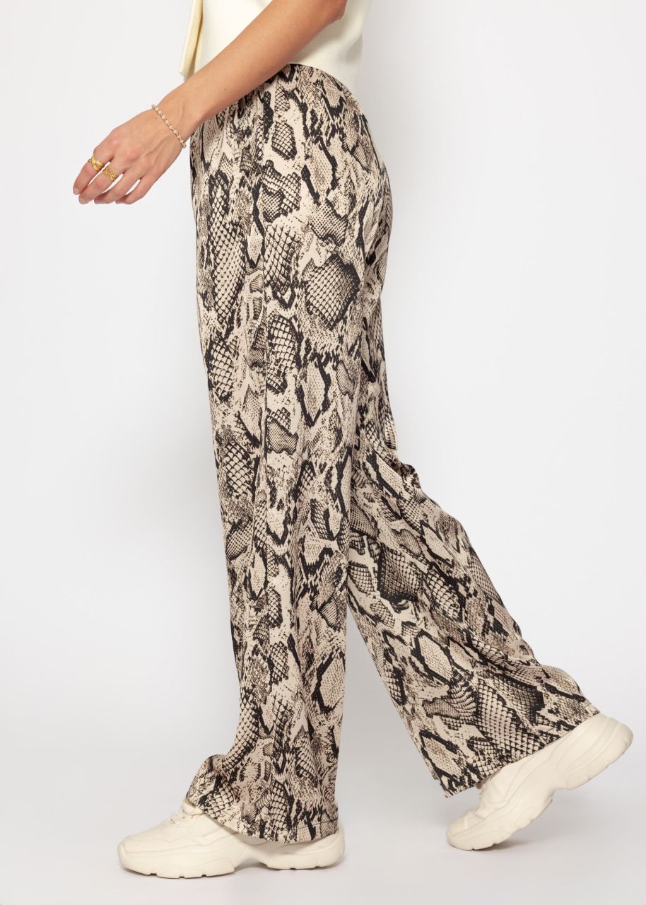 Satin trousers with snake print - brown