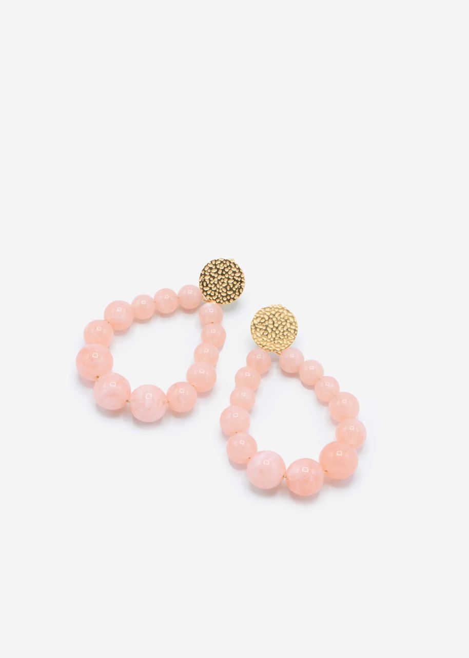 Gold stud earrings with pearls - peach