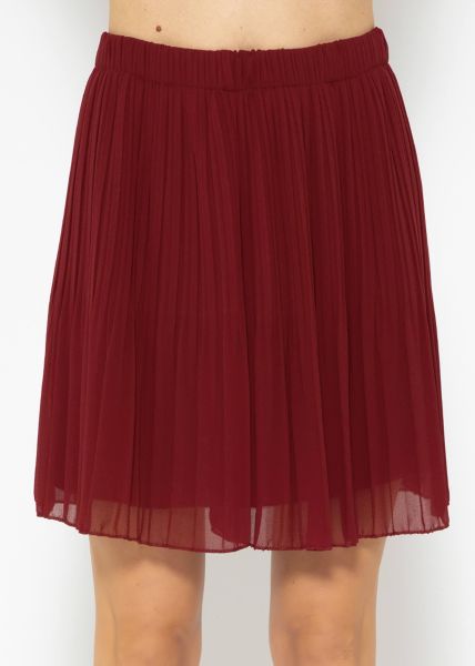 Pleated chiffon skirt, burgundy