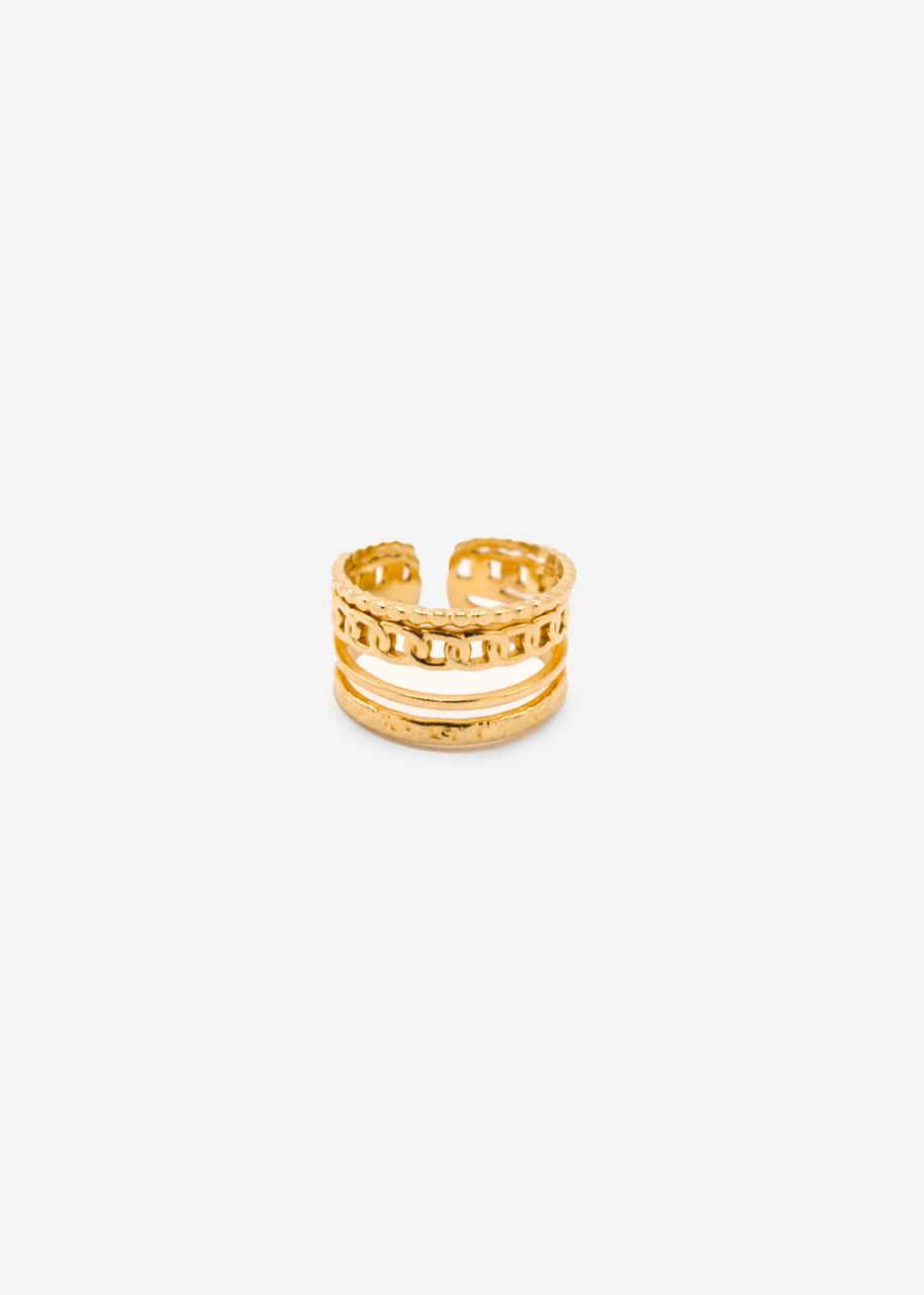 Ring with chain detail, gold