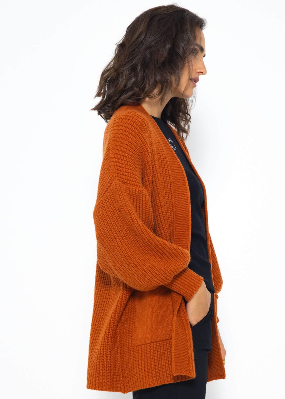 Soft knit cardigan with pockets - red