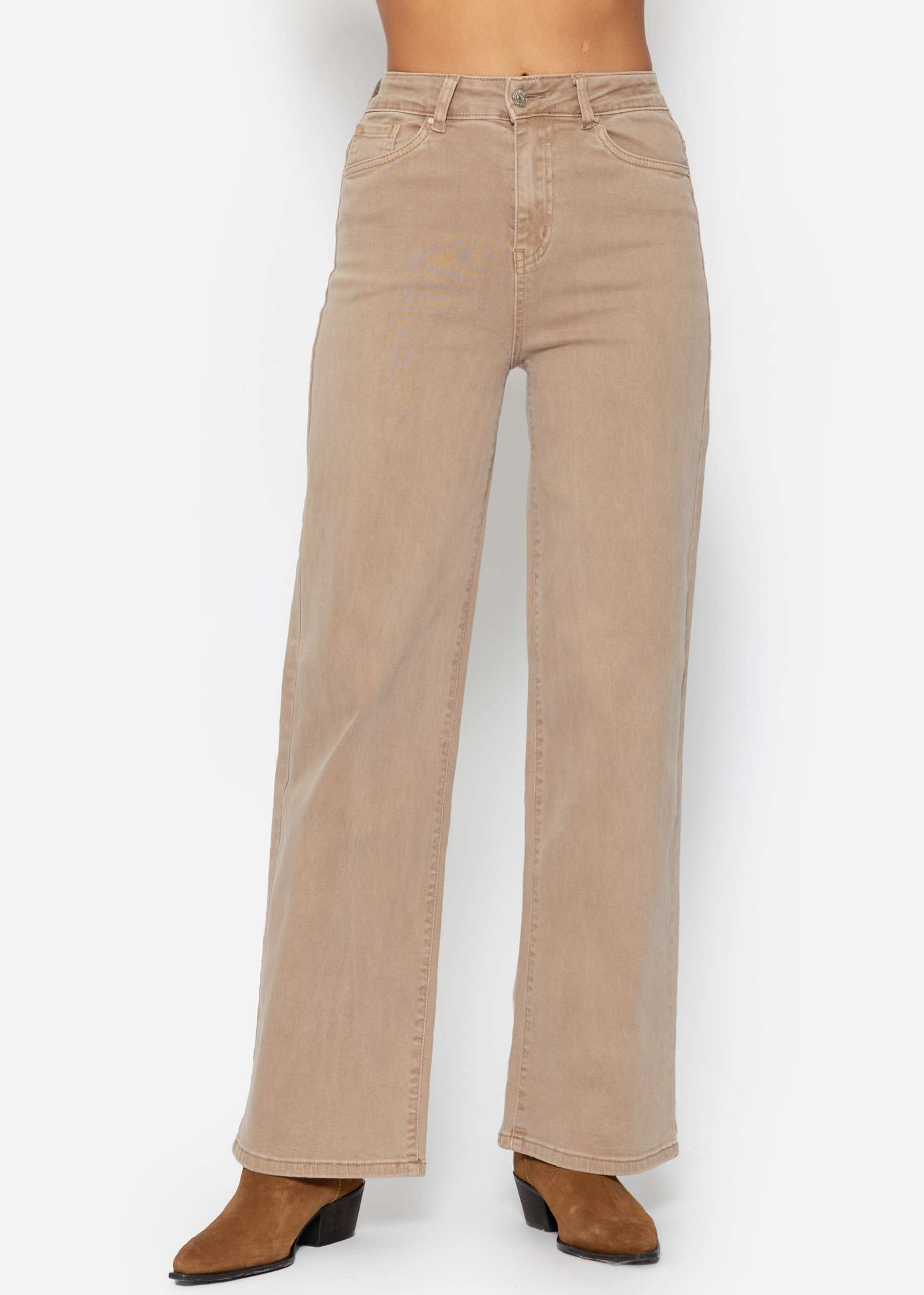 Jeans with wide leg - taupe