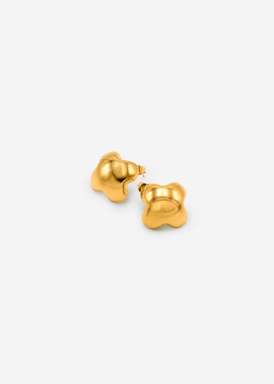 Clover-shaped stud earrings - gold