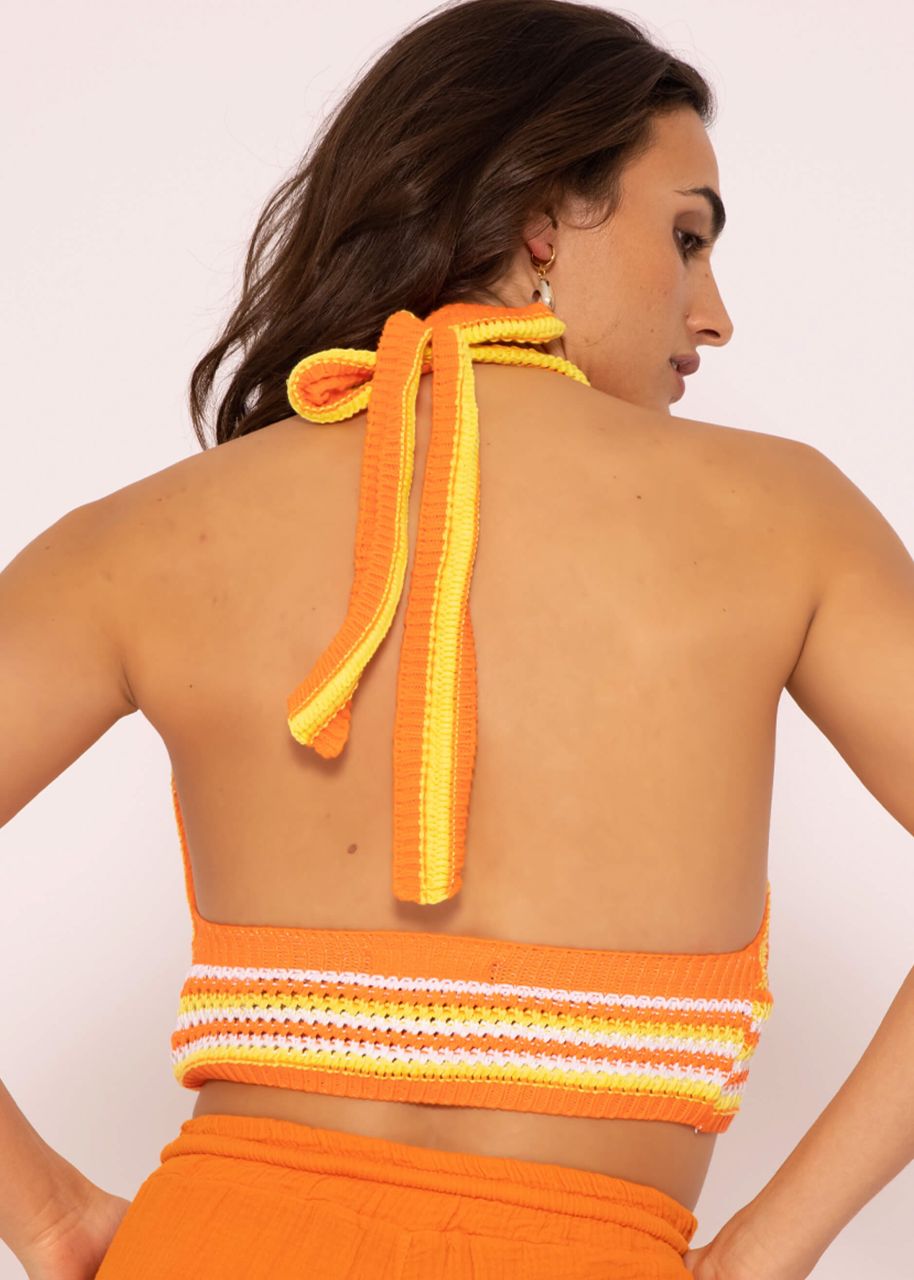 Crochet top to tie, orange