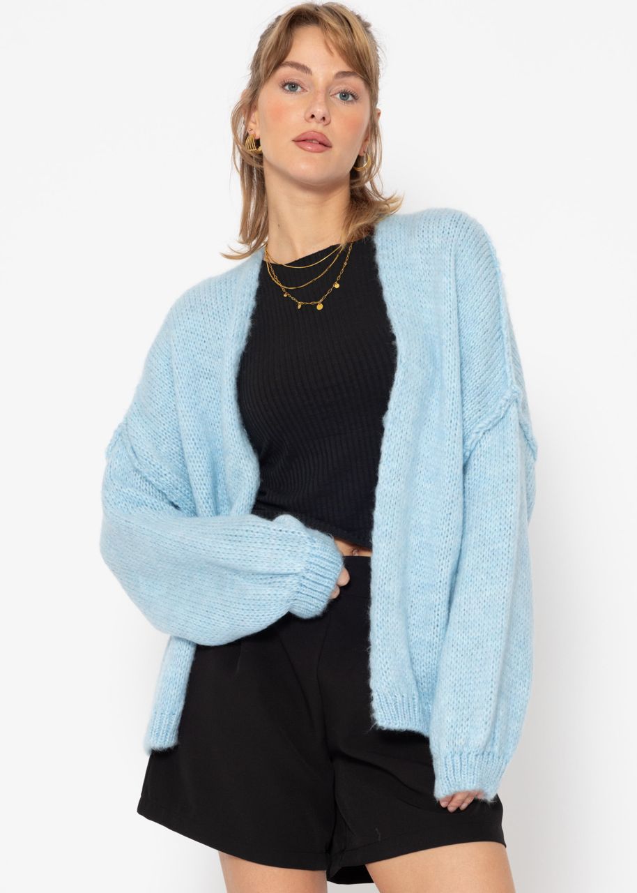 Casual cardigan with outer seams - ice blue