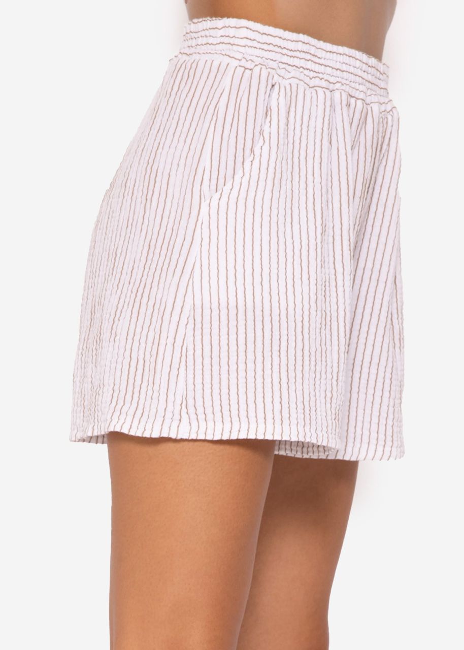 Striped muslin shorts, brown/offwhite