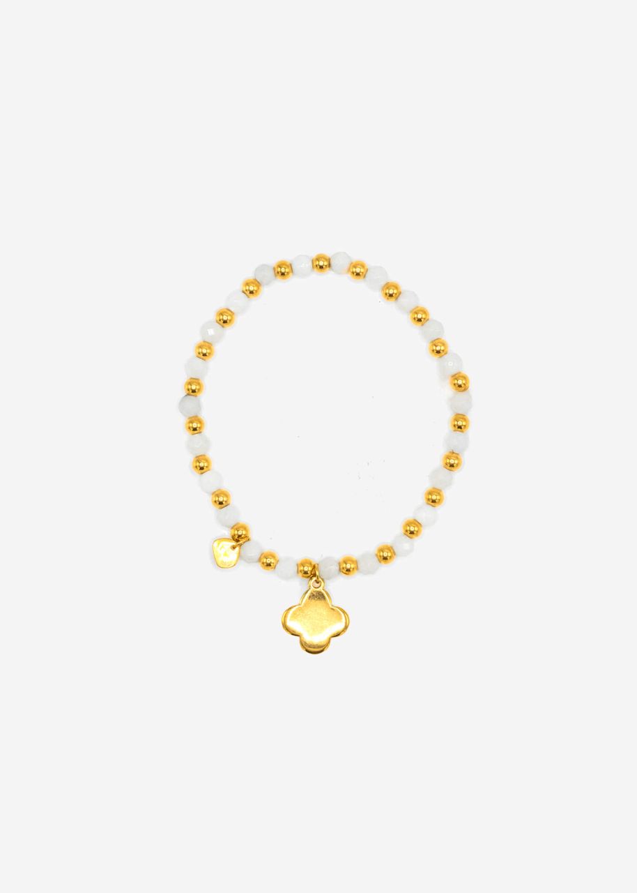 Pearl bracelet with pendant - white-gold