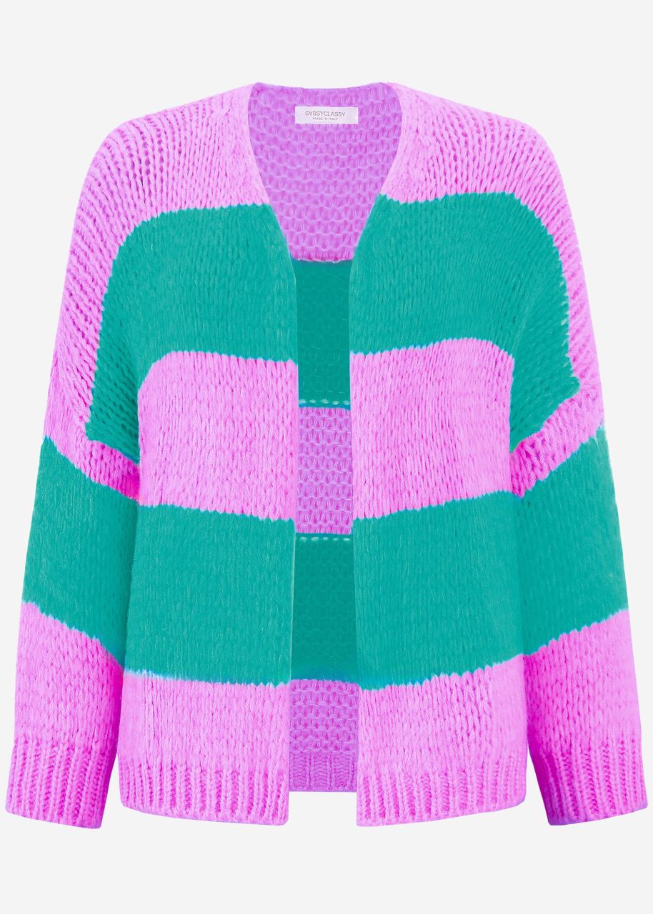 Striped oversize cardigan - pink-turquoise