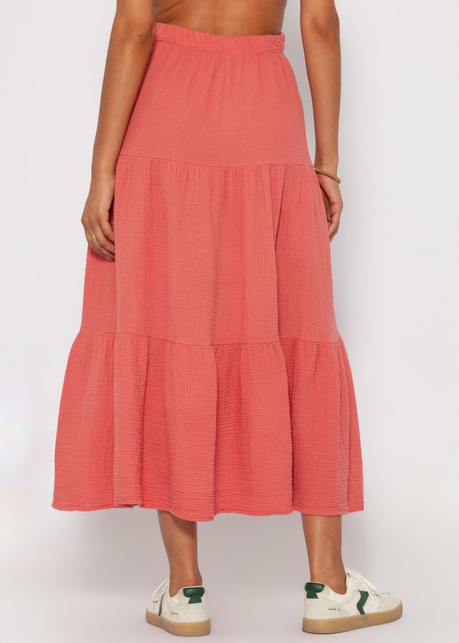 Muslin maxi skirt with slit - lobster