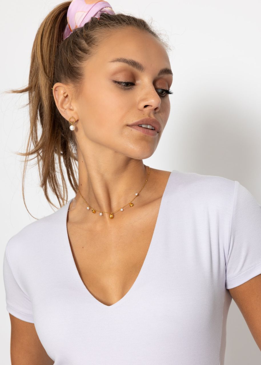 Short sleeve bodysuit with V-neck - lilac