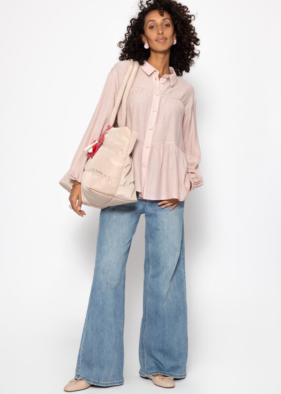 Lightweight blouse with flounces - dusky pink
