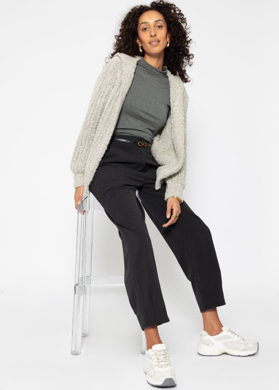 Bouclé cardigan with hoodie - light gray