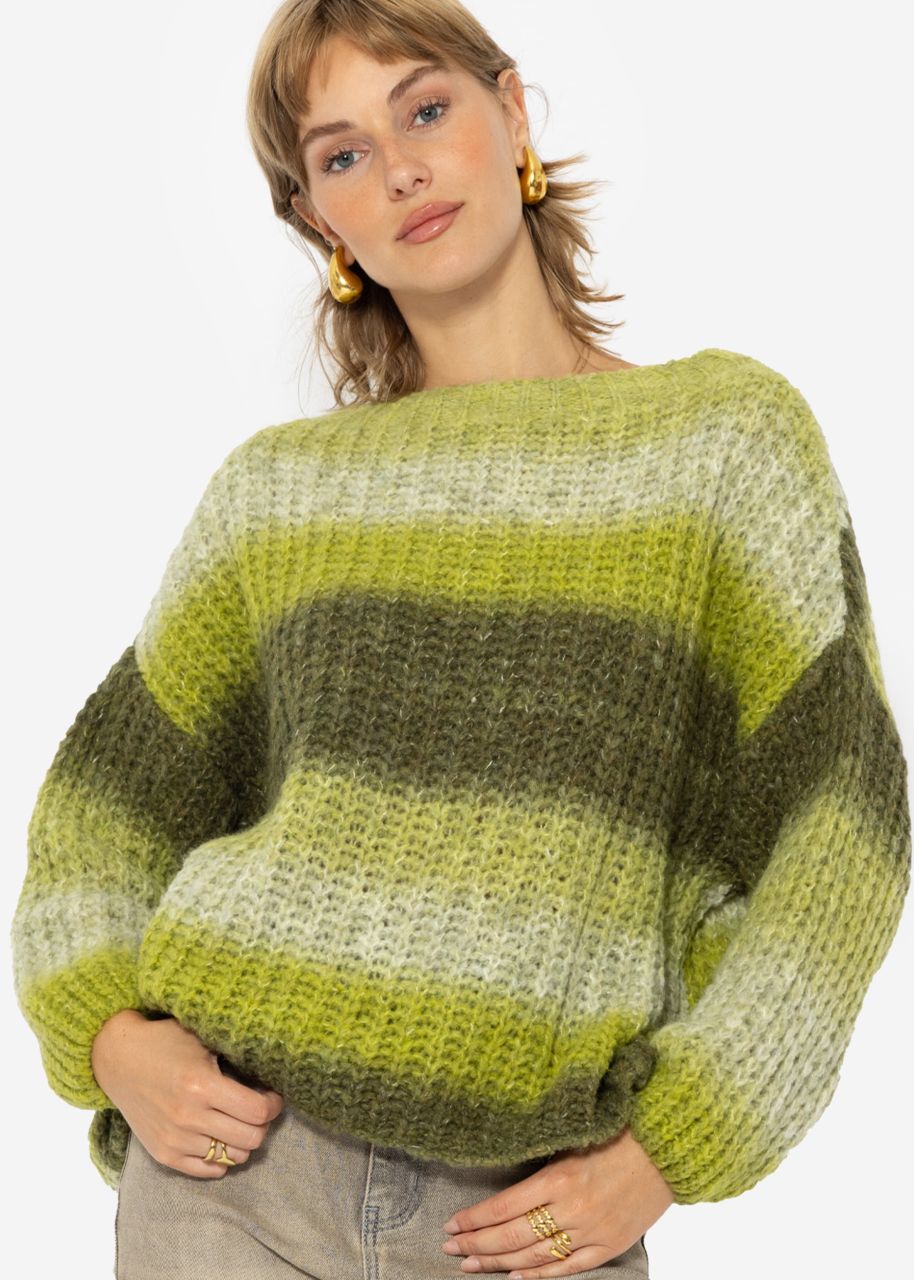 Knitted jumper with colour gradient, green