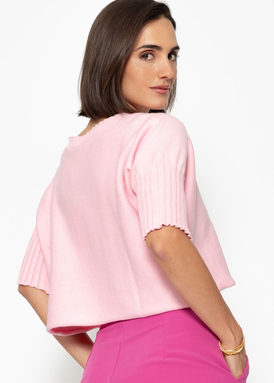 Short sleeve crop sweater - pink