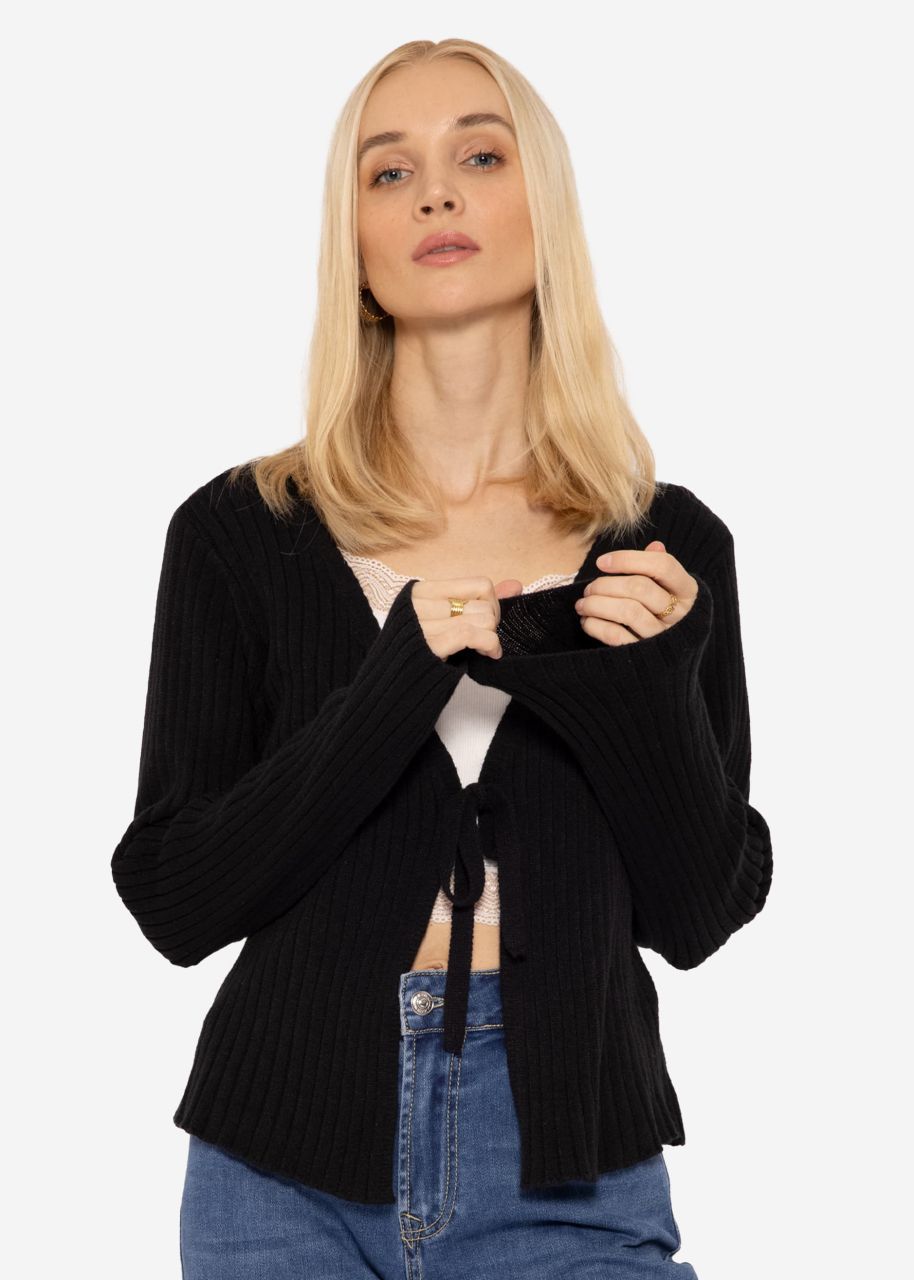 Cardigan with tie band, black