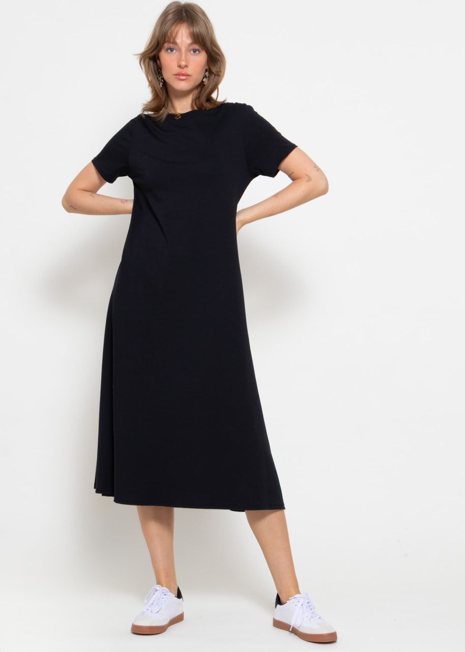 Jersey dress with wide skirt - black