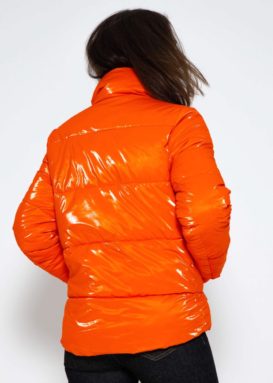 Puffer jacket with stand-up collar - orange