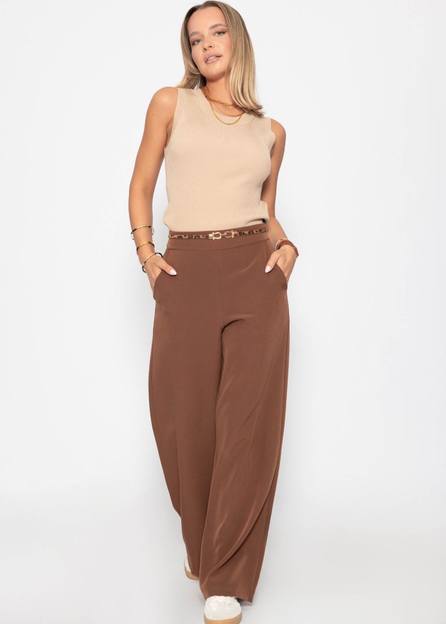 Highwaist fabric trousers - brown