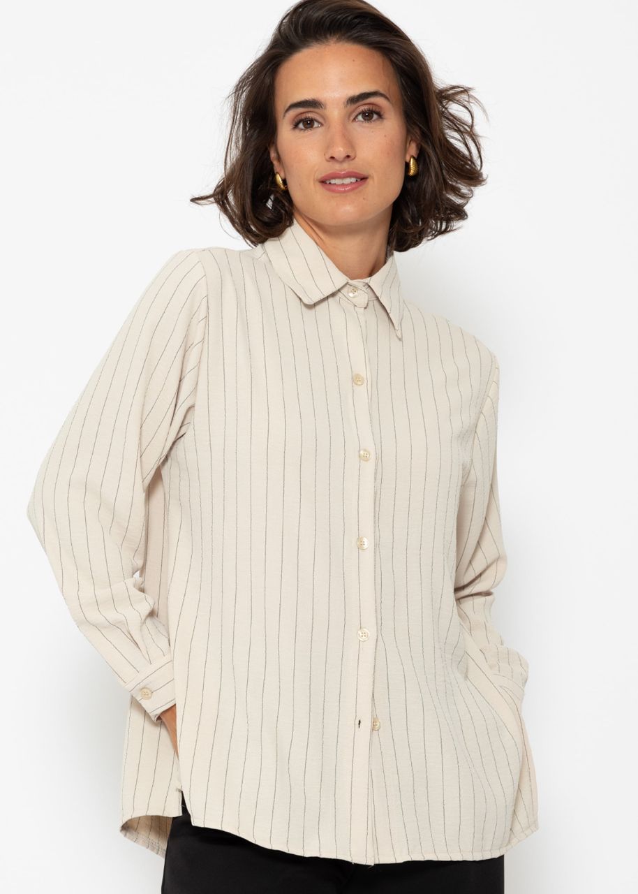 Classic cut blouse with stripes - beige