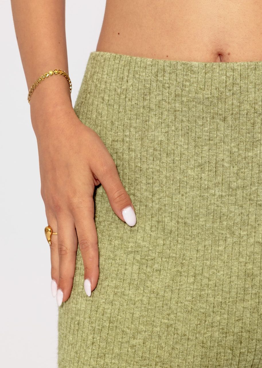 Midi length ribbed skirt - khaki