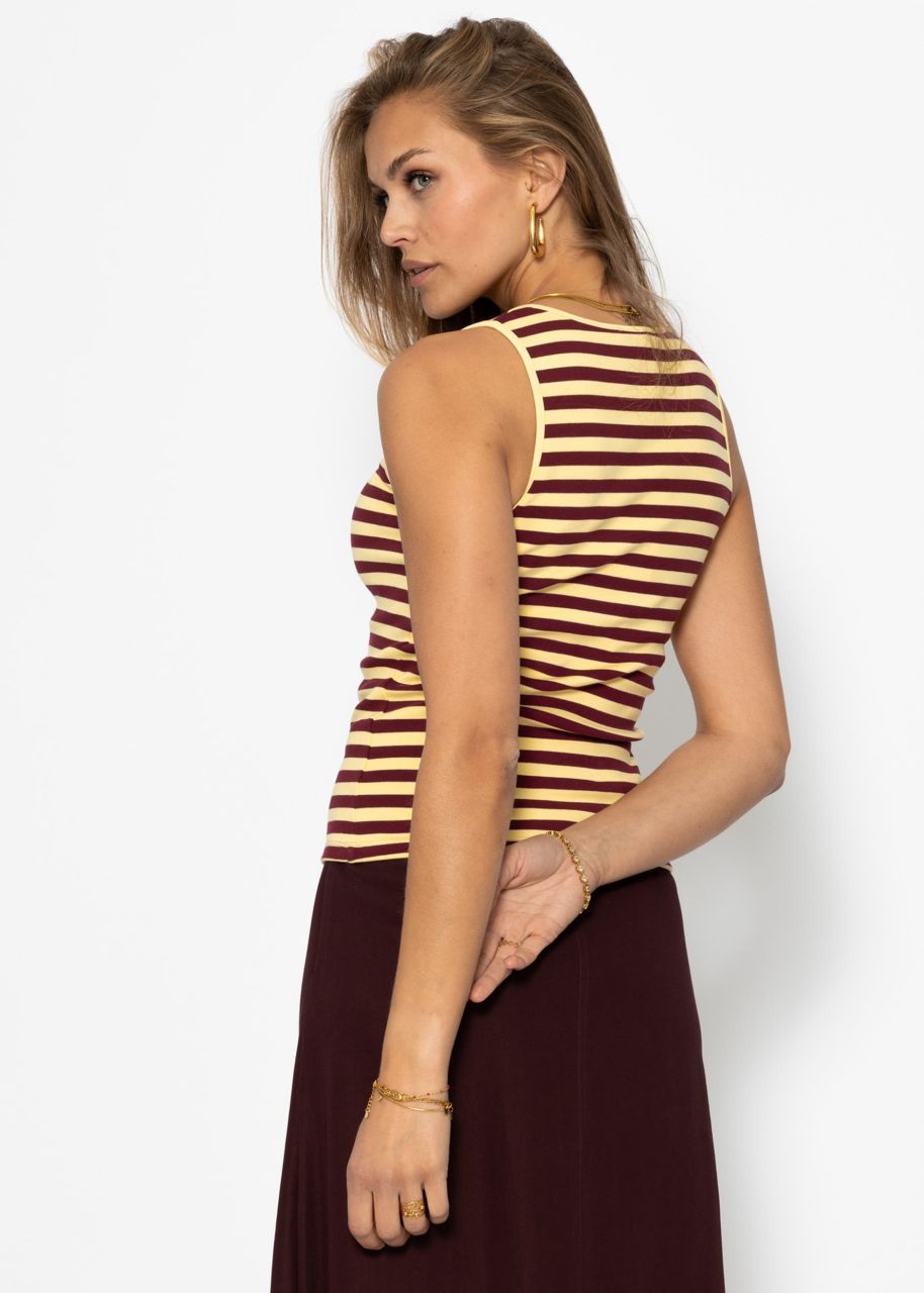 Striped tank top - butter yellow-burgundy