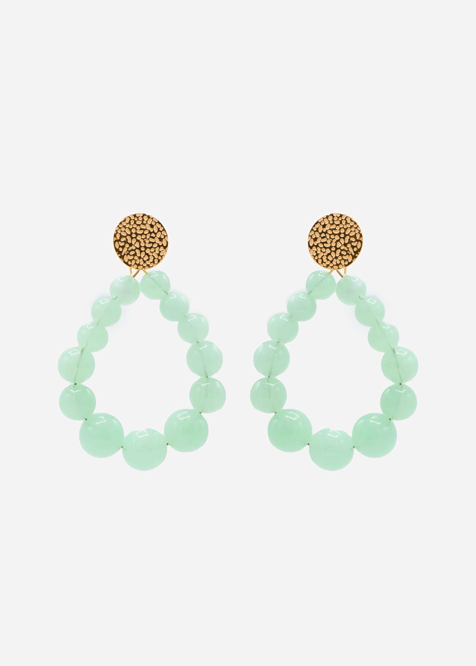 Gold stud earrings with pearls - light green