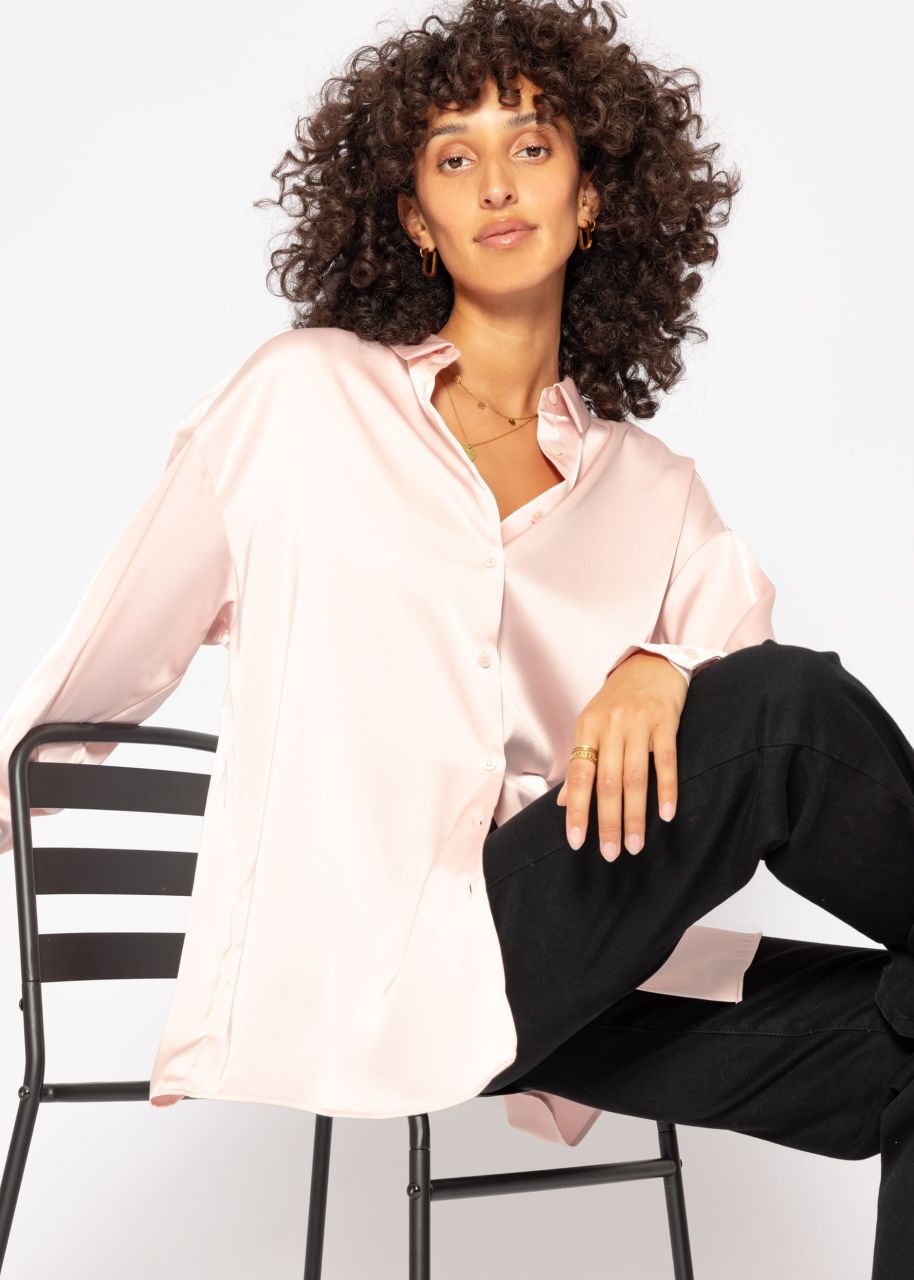 Oversize satin blouse - powder pink