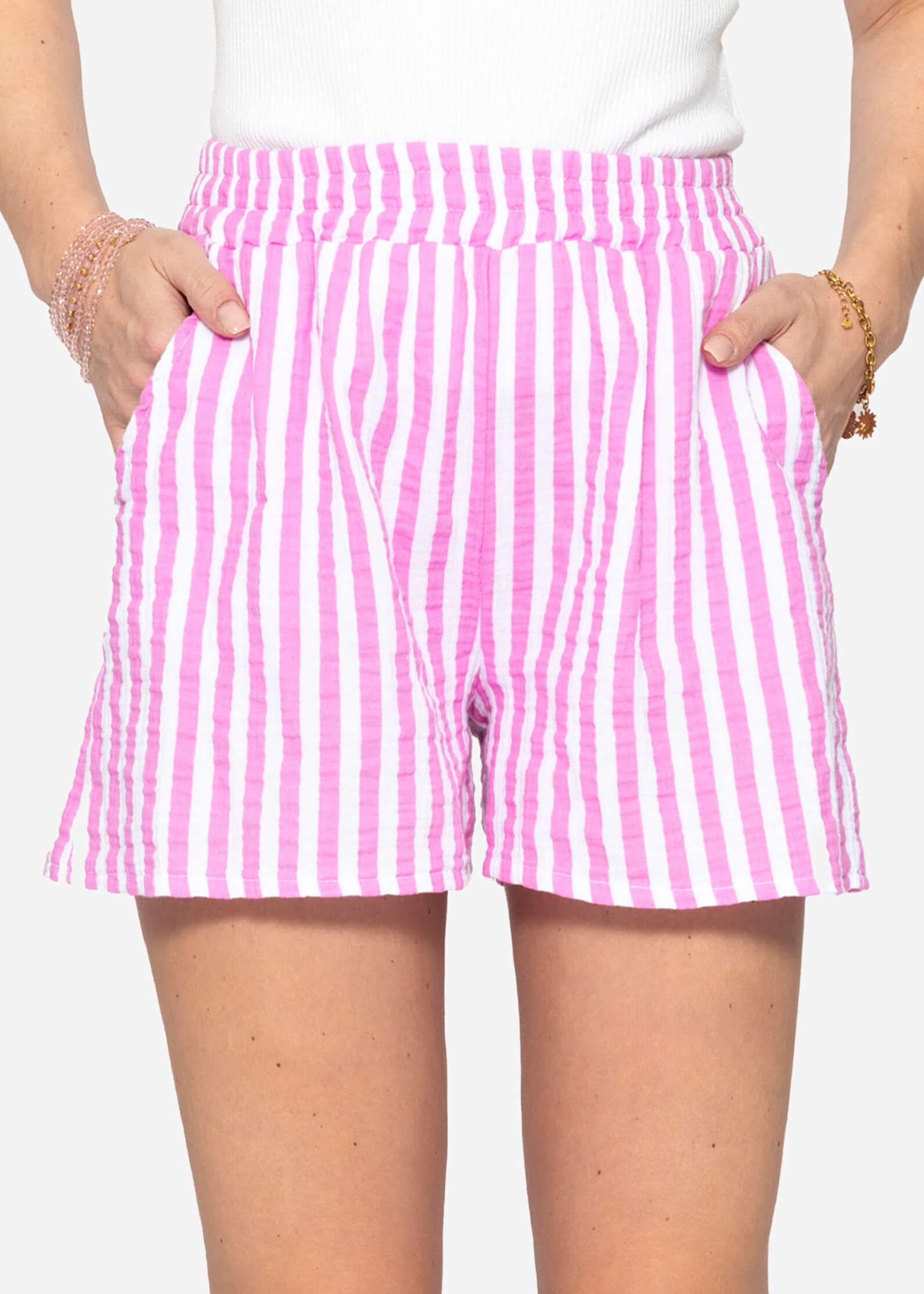 Striped muslin shorts - pink