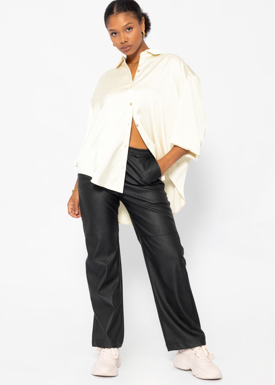 Oversize satin blouse - cream white