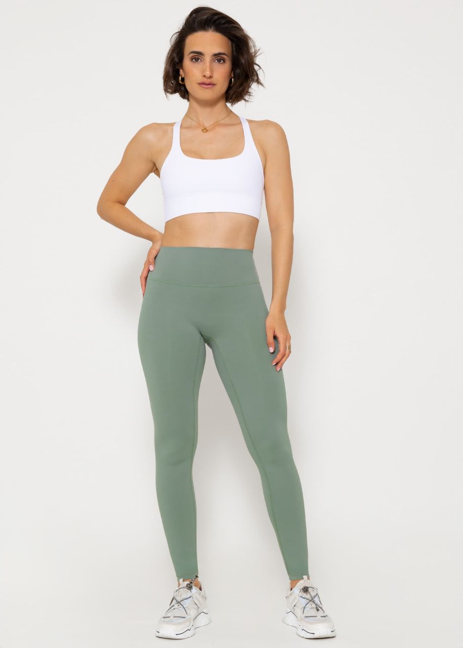 High waist sports leggings - khaki