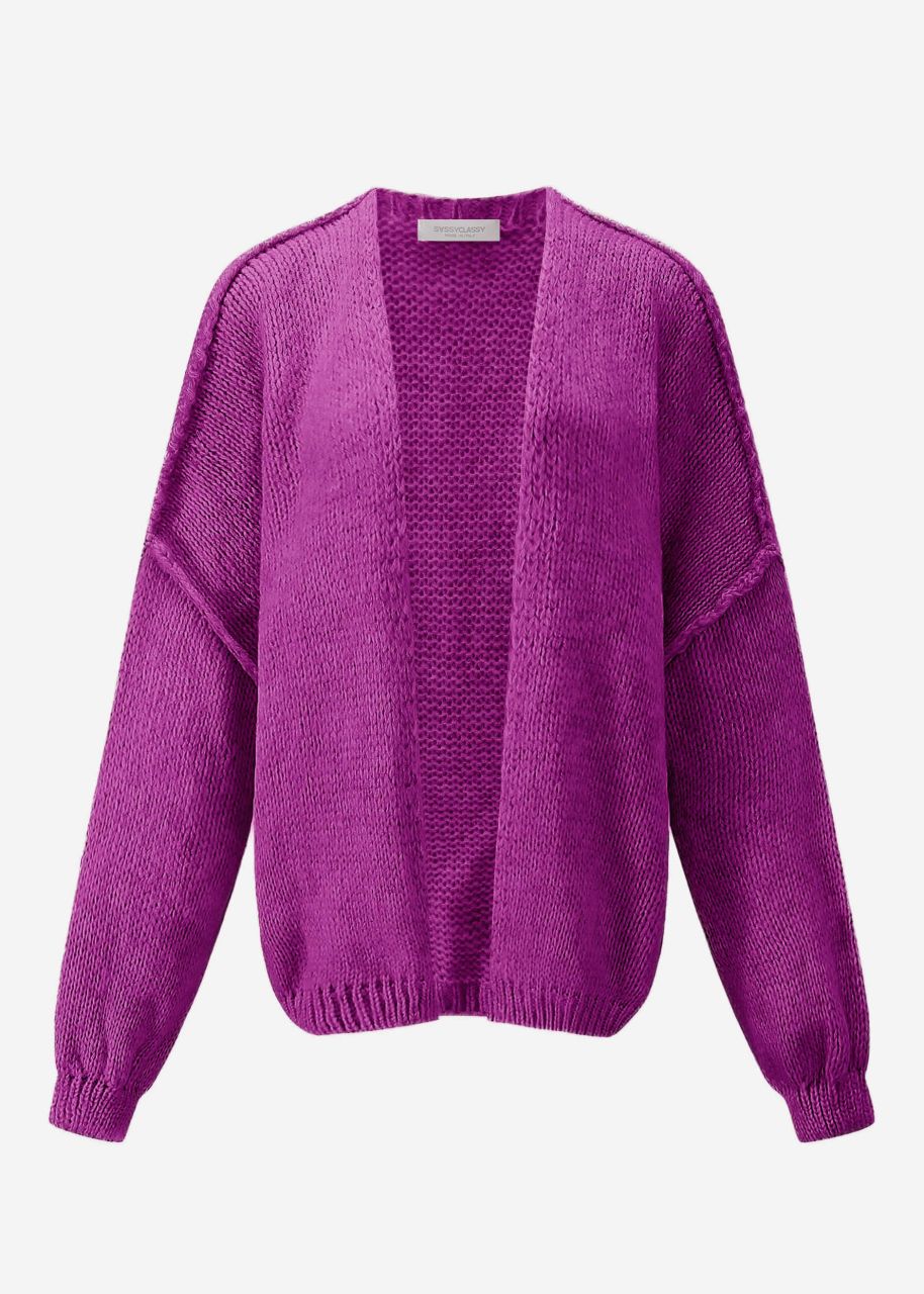 Casual cardigan with outer seams - purple