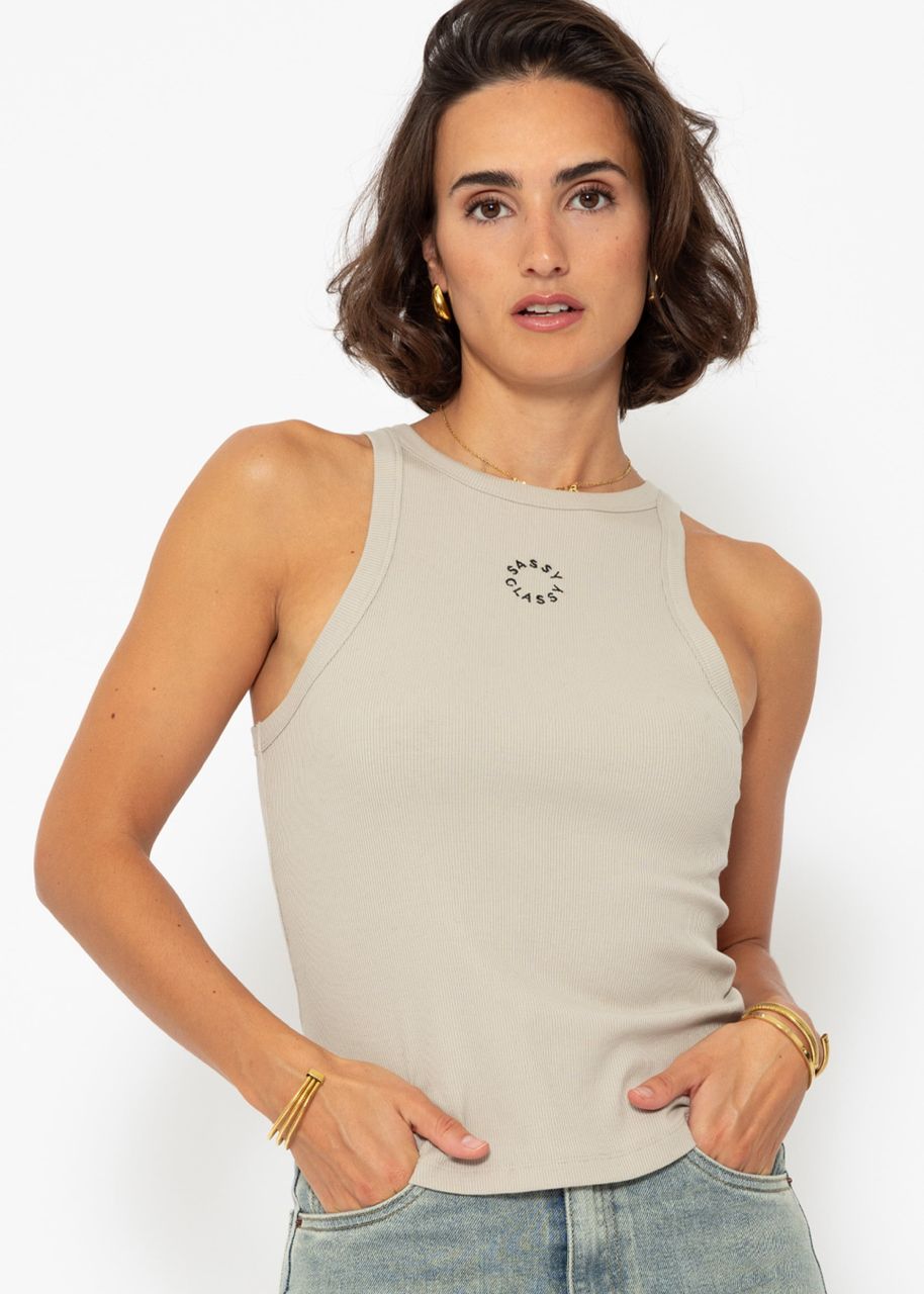 Tank top with embroidery - beige