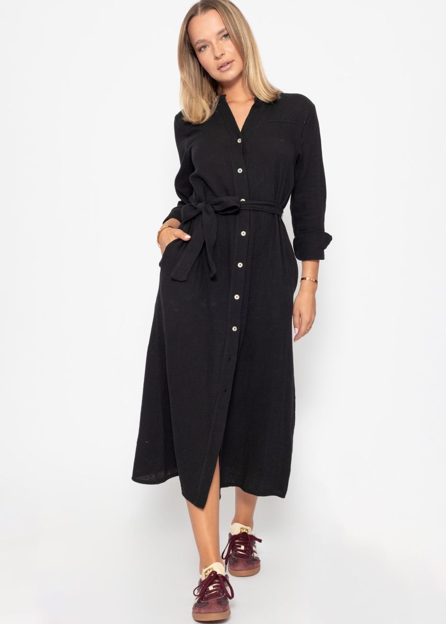 Maxi muslin blouse dress - black