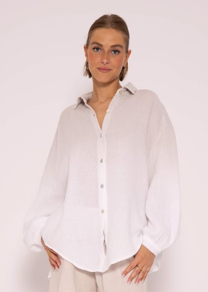 Dip Dye muslin blouse oversize, short, beige-white