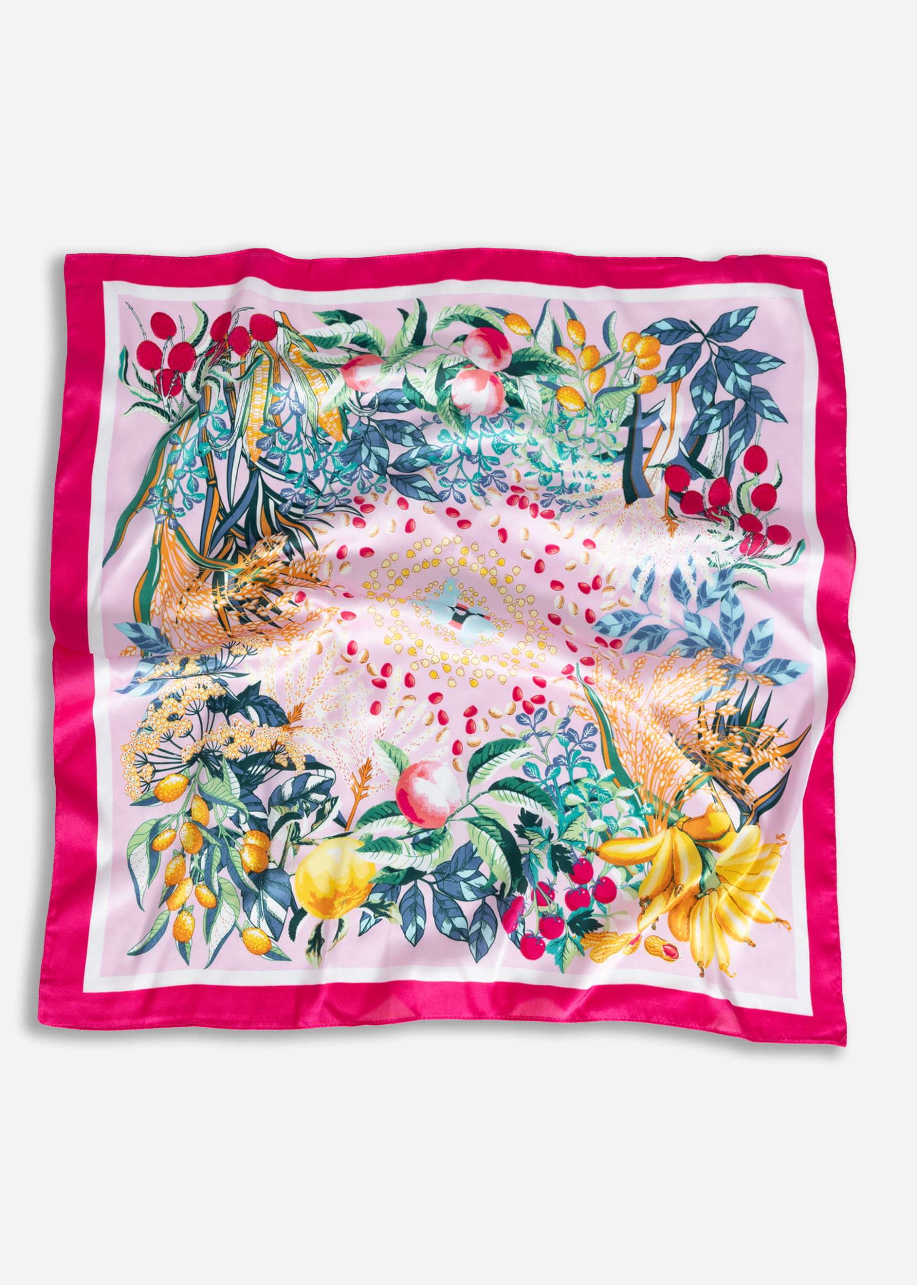 Scarf with flowers and fruit - pink