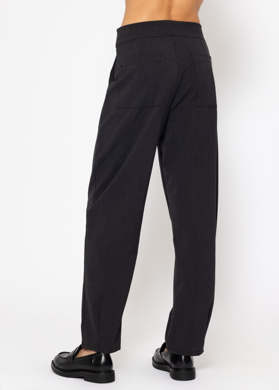 Trousers with fine pinstripes - black