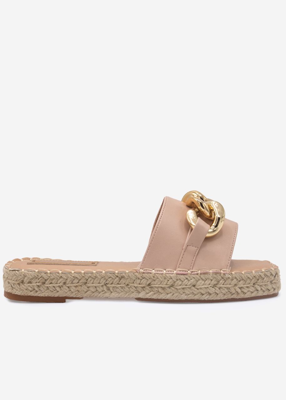 Espadrilles slider with chain - pink