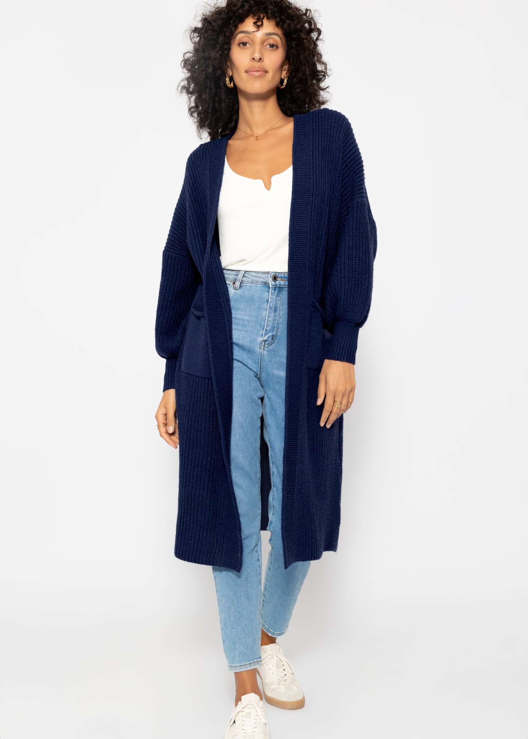 Long super soft cardigan with pockets - royal blue