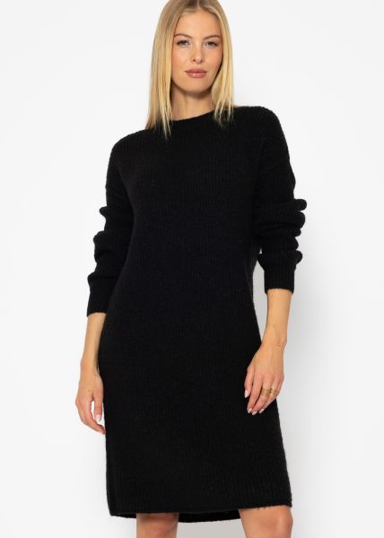 Ribbed knitted dress - black