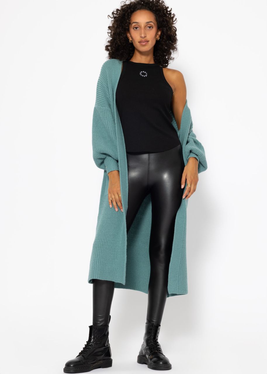 Long super soft cardigan with pockets - petrol green